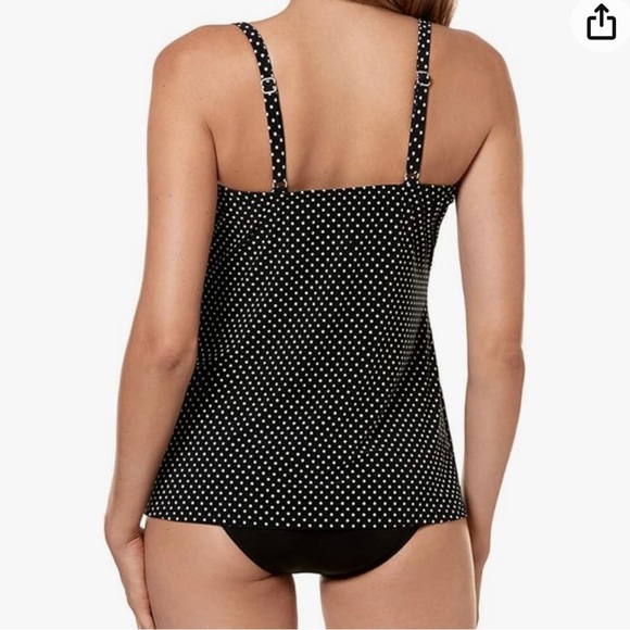 MIRACLESUIT WOMEN’S PIN POINT LOVE KNOT UNDERWIRE BRA TANKINI BLACK/WHITE - 14 - Picture 2 of 3